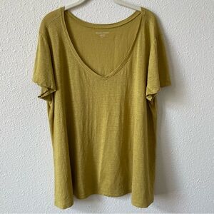 Eileen Fisher 100% Organic Linen T Shirt Yellow Size XL Lagenlook Coastal Boho